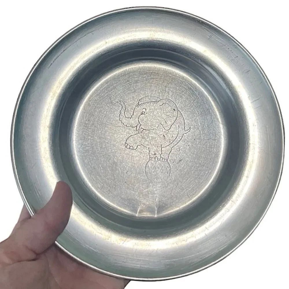 Lundtofte Denmark Vintage Stainless Steel Baby Plate – 1960s